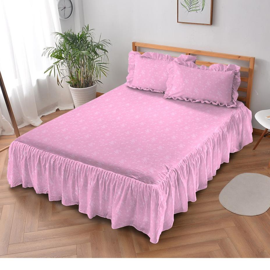 PZE Sprei Rumbai King Kintakun Polos Embosed Deluxe / D'luxe Light Pink terbaru