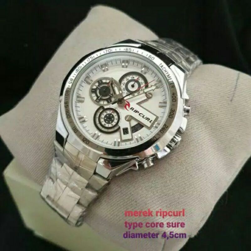 Jam tangan cowok/pria Ripcurl chrono dan tanggal aktif free box kayu