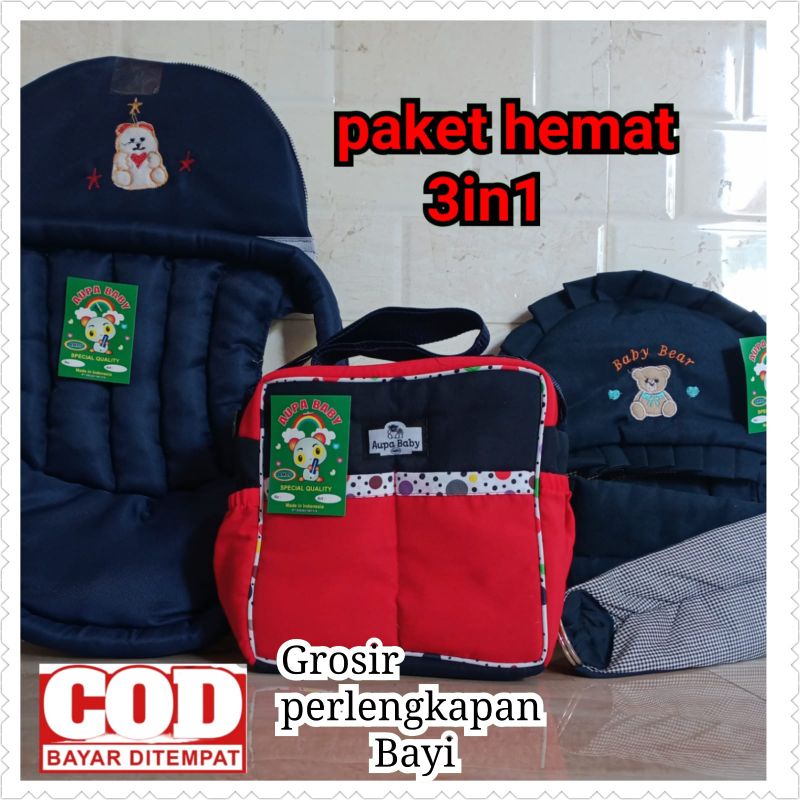 paket 3in1 Gendongan bayi Depan Bordir Gendongan Bayi Samping Bordir Dan Tas bayi SP