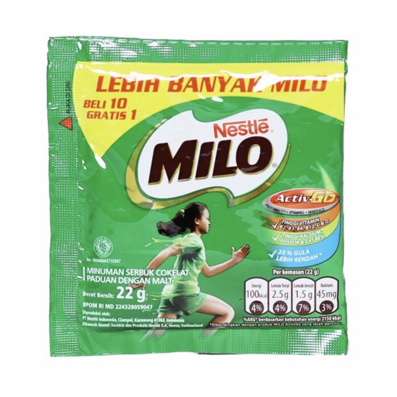 

Milo Sachet 22gr Activ Go | beli 10 gratis 1 | beli 20 gratis gelas