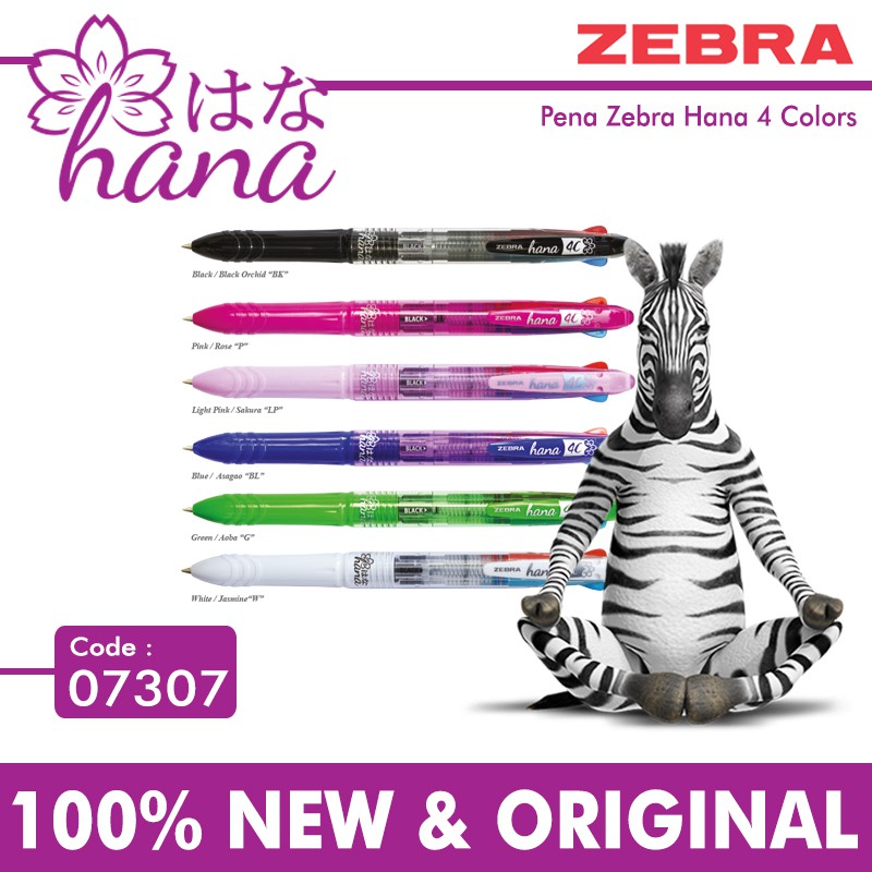 

Pena Zebra hana clip on 4 warna (4 in 1)