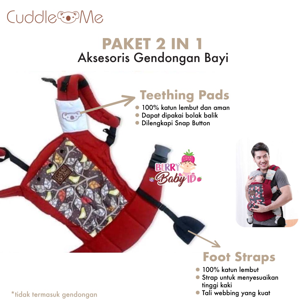 Cuddle Me Teething Pads &amp; Foot Strap Aksesoris Lite Carrier Gendongan Depan Bayi CME014 Berry Mart