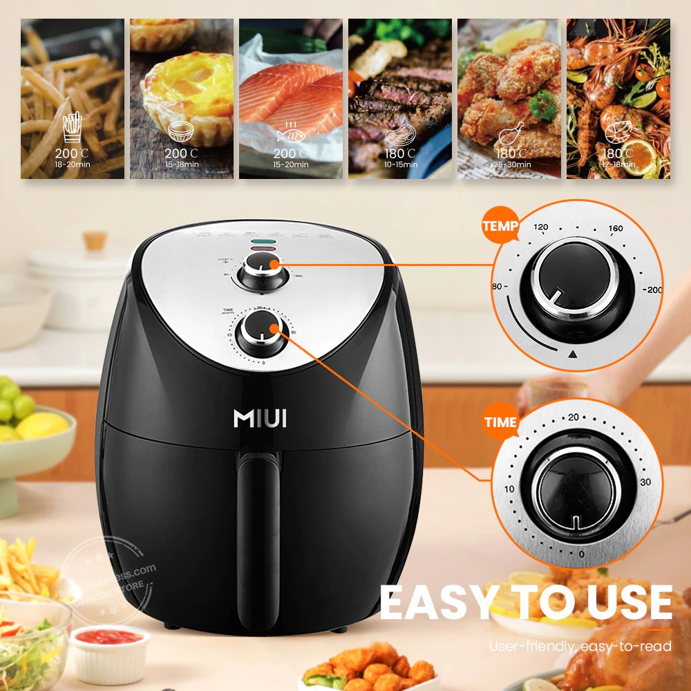 MIUI Smart Air Fryer Mesin Penggoreng Tanpa Minyak 5 L Button Version - AF-01 - Black