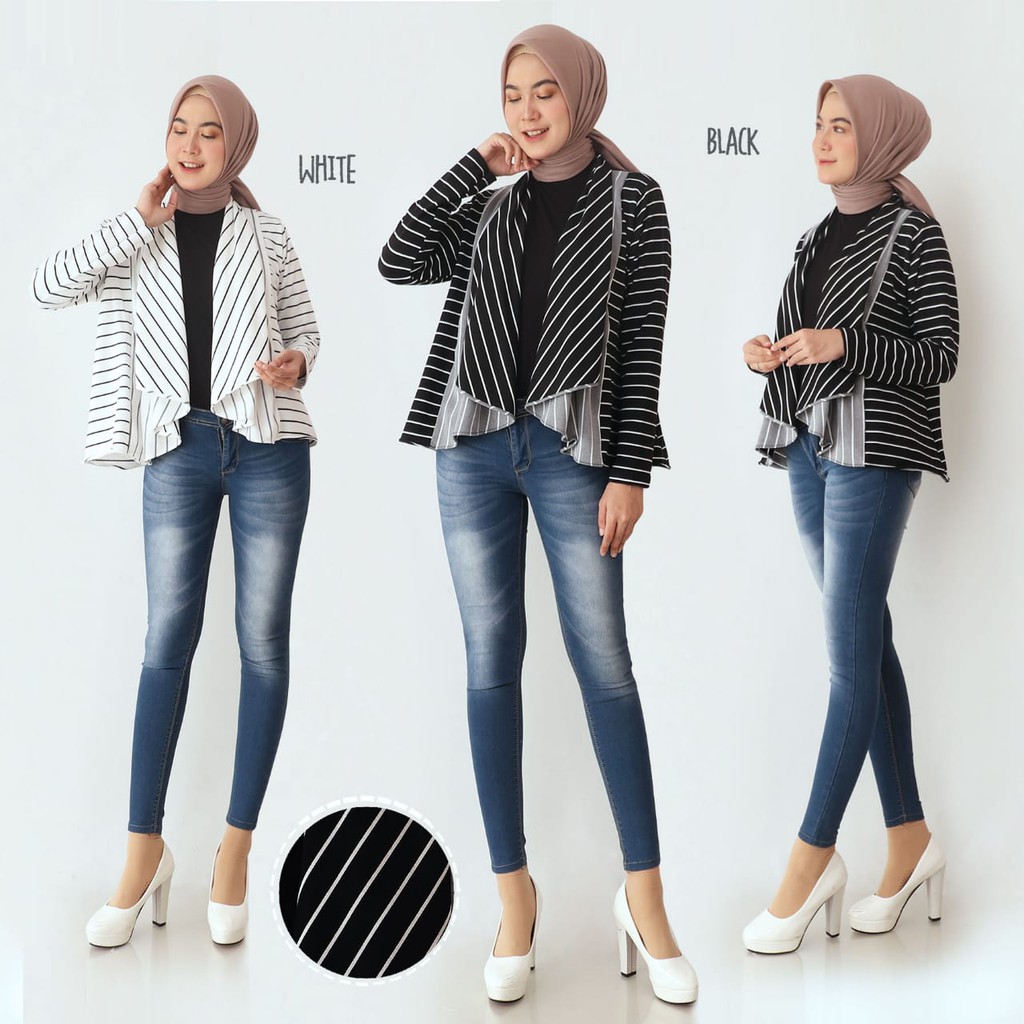 Cardigan - Kardigan motif Salur bahan premium 02