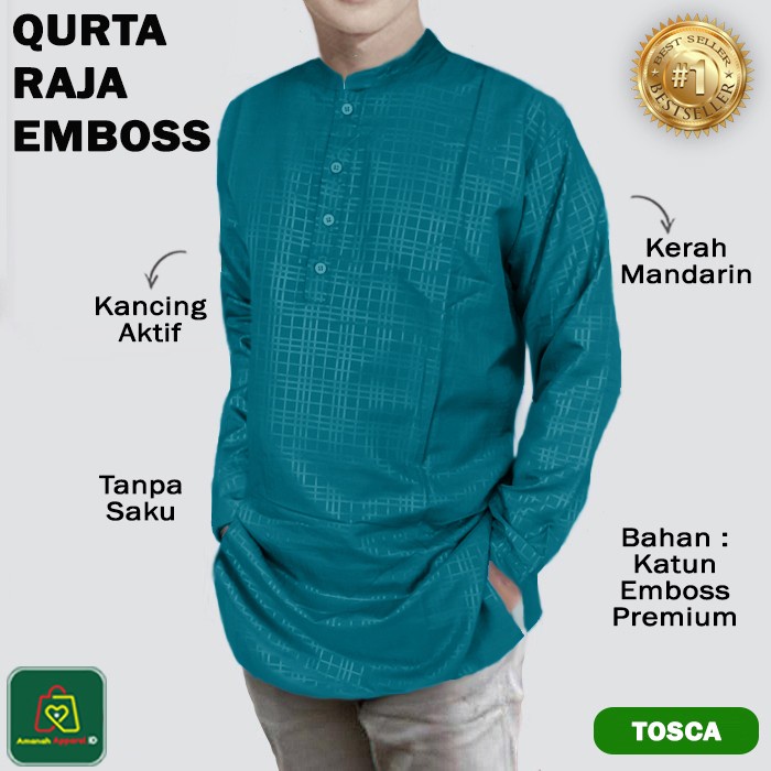 Baju Koko Pria Lengan Panjang QURTA RAJA EMBOSS JUMBO M-XXL / 26139