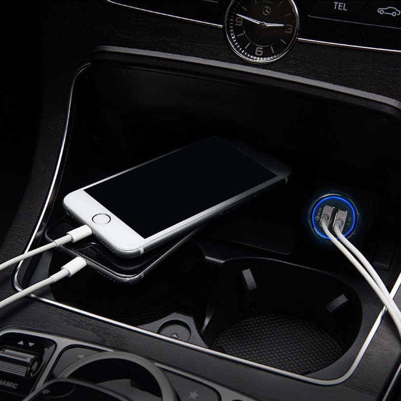 USB Charger Mobil Casan Car Lighter Fast Charge adapter 3.1A 2.1A QC 3.0 Dual 2 Port Qualcomm
