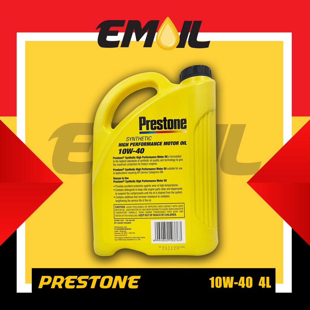 OLI PRESTONE SYTHETIC HIGH PERFORMANCE SAE 10W-40 SM GALON ISI 4 LITER