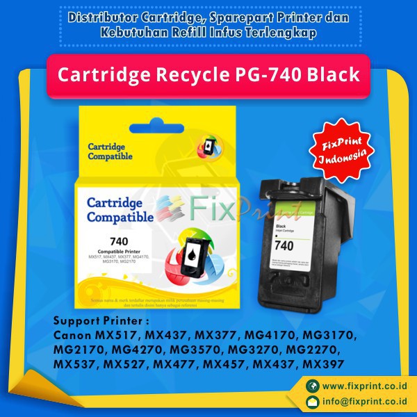 Cartridge Tinta Recycle Canon 740 PG-740 PG740 Black MG2170 MG2270 MG3670 MG4170 MG4270 MX377 MX397