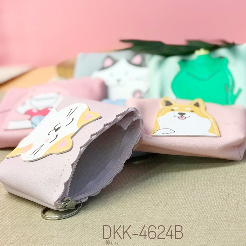 dompet koin animal kulit gantungan kunci gantungan tas dompet kecil doggy shark kucing kodok anik