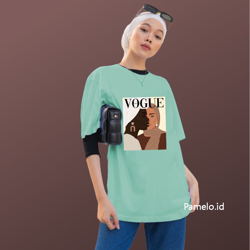 Pamelo.id Hijaber 2V Kaos Oversize/Fashion Muslim/Kaos Hijab/Kaos Kartun Hijab/Kaos Oversize Hijaber/Tunik Hijaber/Kaos Tangan 3/4