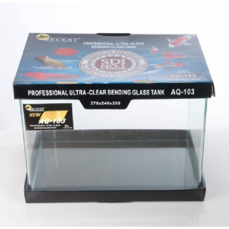 Aquarium Aquascape Akuarium Kaca Bending Glass Tank RECENT AQ 103 24 Liter TERBAIK