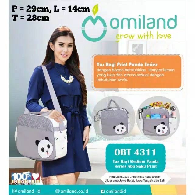 Omiland Tas Bayi Kecil Sedang Besar Panda Series Abu Saku Print 4321 4311 4331