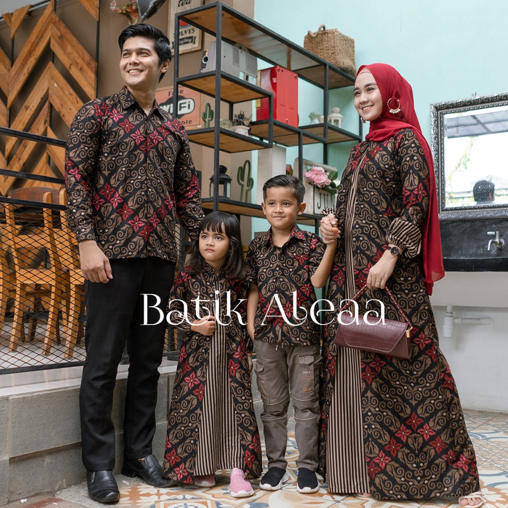 COUPLE KELUARGA KEMEJA SONGKET MERAH