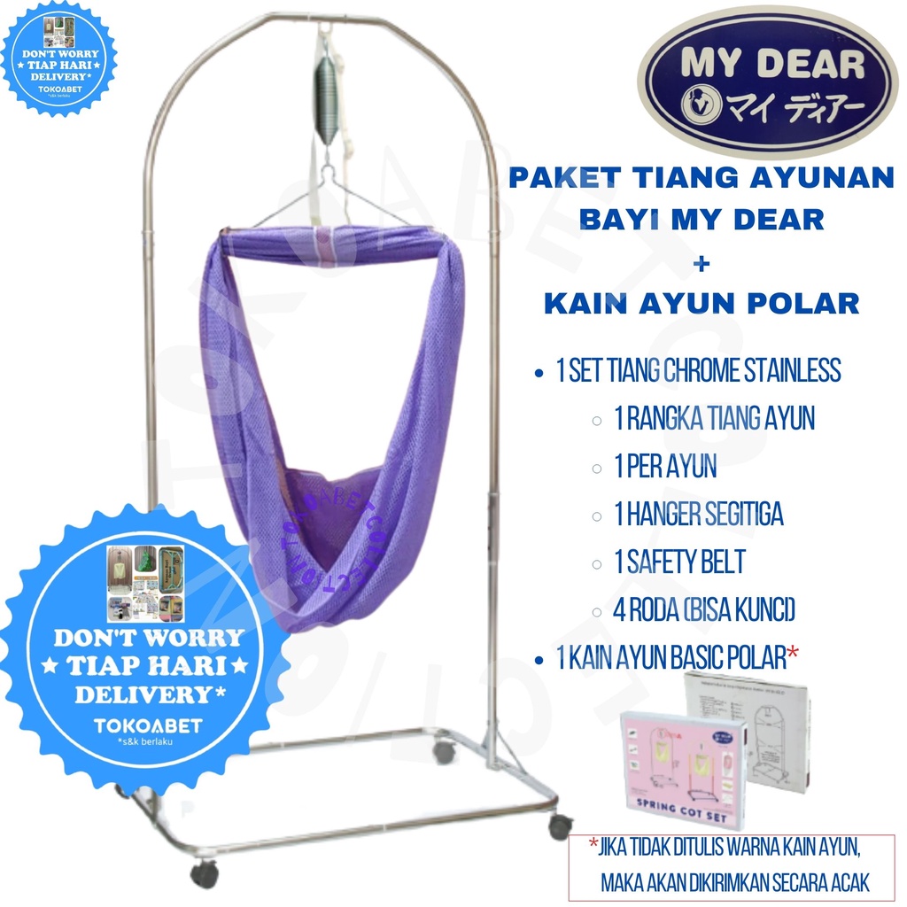 My dear spring cot tiang ayunan bayi chrome stainless kain kelambu perlengkapan baby tidur original