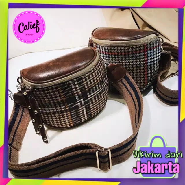 Tas wanita branded Unik import fashion bisa pinggang selempang dada waistbag lucu strap wanita 21323