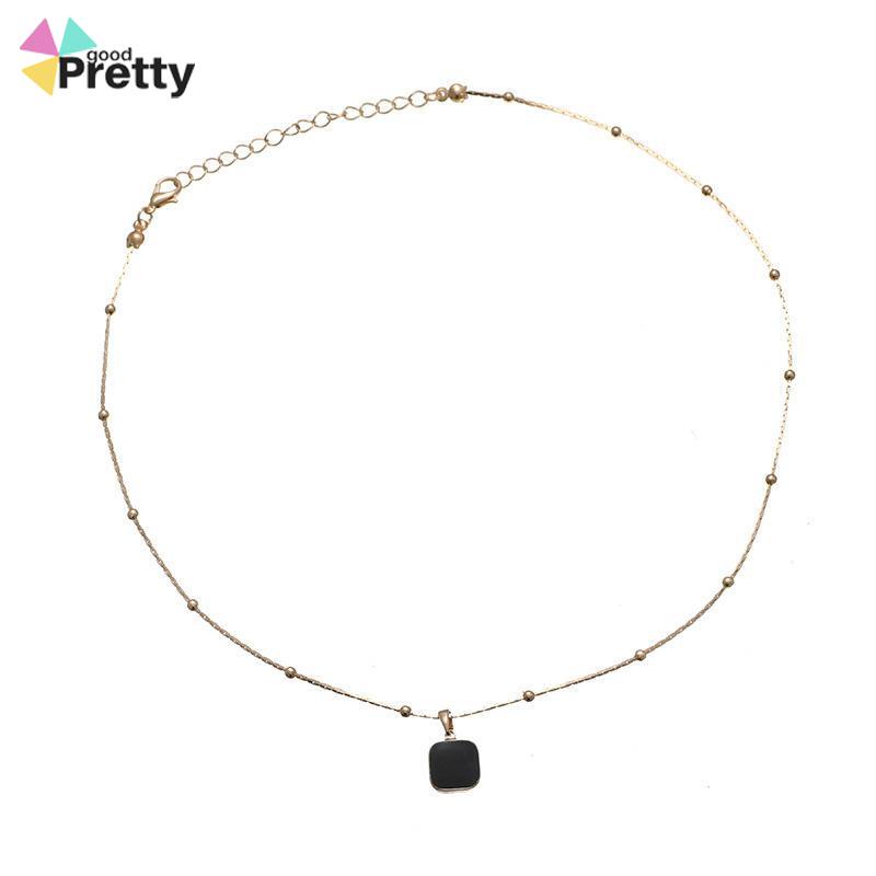 High-end Geometris Persegi Liontin Drop Minyak Kalung Wanita Fashion Kepribadian Desain Niche - PD