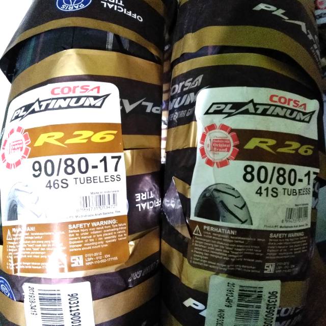 Paket ban tubles corsa r26 UK.80/80 +90/80.17 free pentil