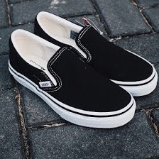 Sepatu Sneakers Vans Slipon Black White Japan Market