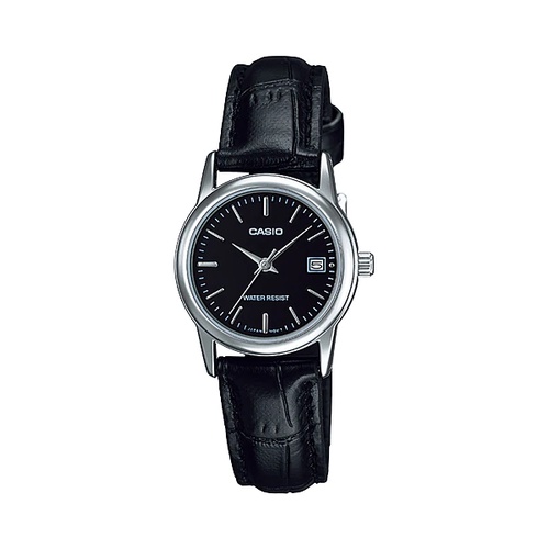 Casio General LTP V002L / LTP-V002L-7B2 1B Jam Tangan Kulit Wanita Analog Silver