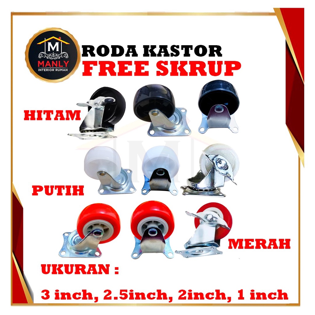 Roda Kastor Lemari 1 Inch Mati / Roda Kastor Troly / Roda Kastor Etalase / Roda Caster PVC, isi 1pcs