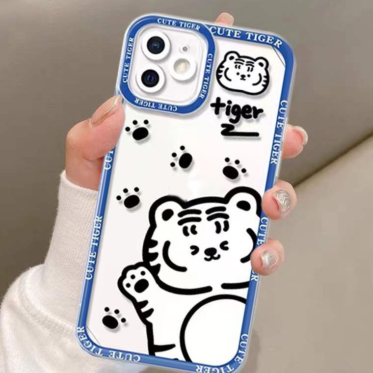 Soft Case Silikon Transparan Motif Harimau Untuk IPhone 11 XS XR X 8 7 6 Plus Mini 14 13 12 Pro Max