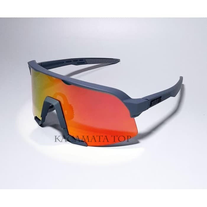 Kacamata Sepeda Sport / Olahraga Pria Wanita Kacamata 100% Polarized - Fire Lens & Black Frame