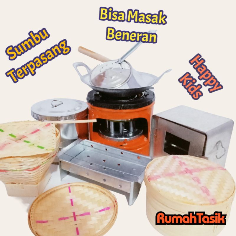 Rumah Tasik Mainan Masak Masakan Set Mainan Kitchen Set Kompor Mini Paket Bakulset Bakaran