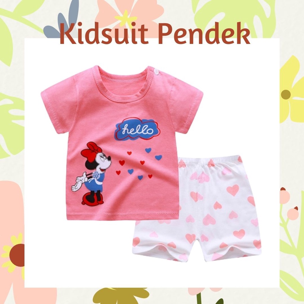 Plazababyku KIDS SUIT PENDEK Setelan Anak Bahan Kaos Lengan + Celana Berkualitas Import ebv new1