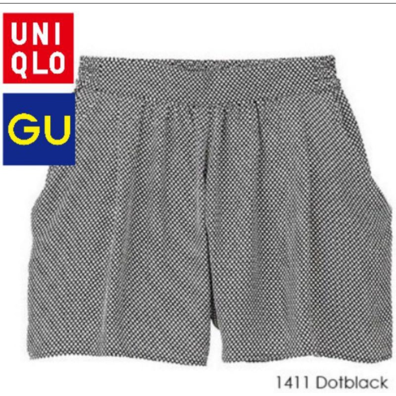 GU UN*QLO Drape Pantts Banyak Warna & Motif Original Branded Original-Dot Black