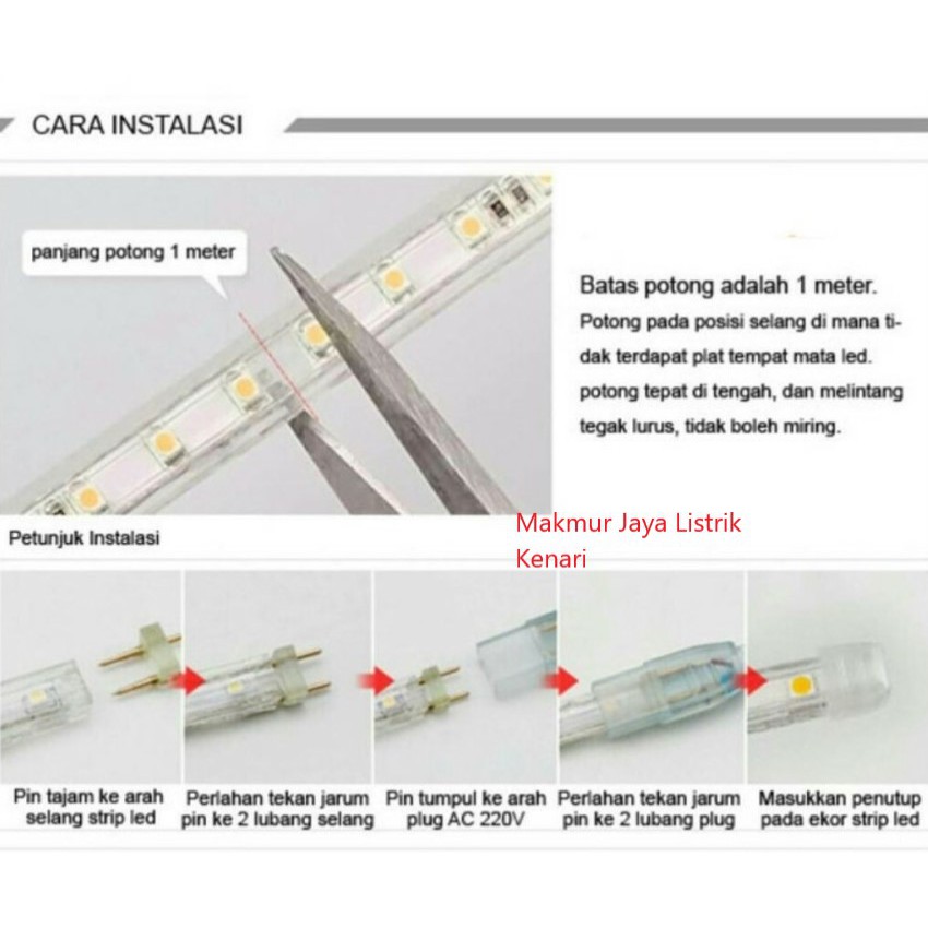 Socket adaptor LED STRIP 220V / Kabel colokan LED strip meteran Selang