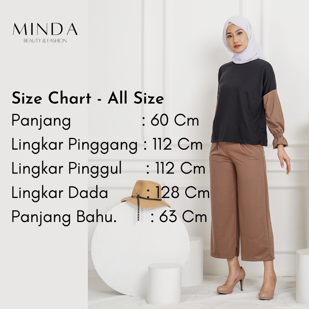 Baju Wanita Tops Blouse Wrinkle Minda Hayley Black Mocca