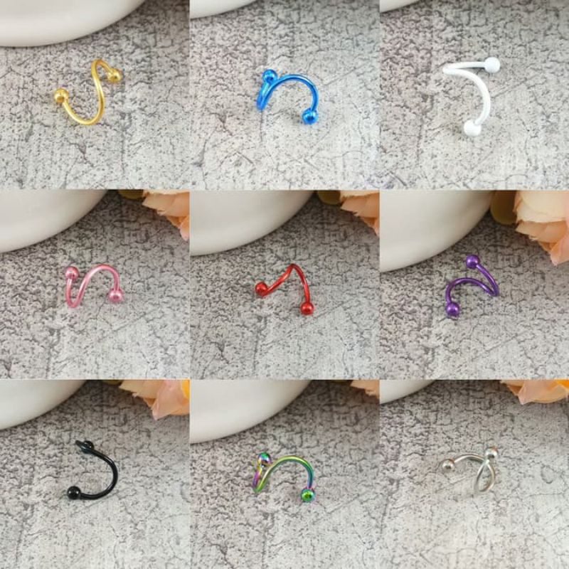 1Pcs Piercing spirall earings / Anting tragus titanium / Anting tragus , lobe , upperlobe