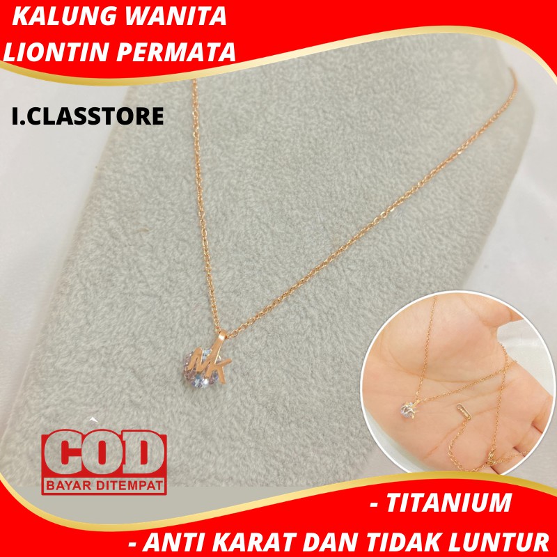 Kalung Titanium Wanita Liontin Permata Anti Karat Anti Alergi Aksesoris Perhiasan KT-080
