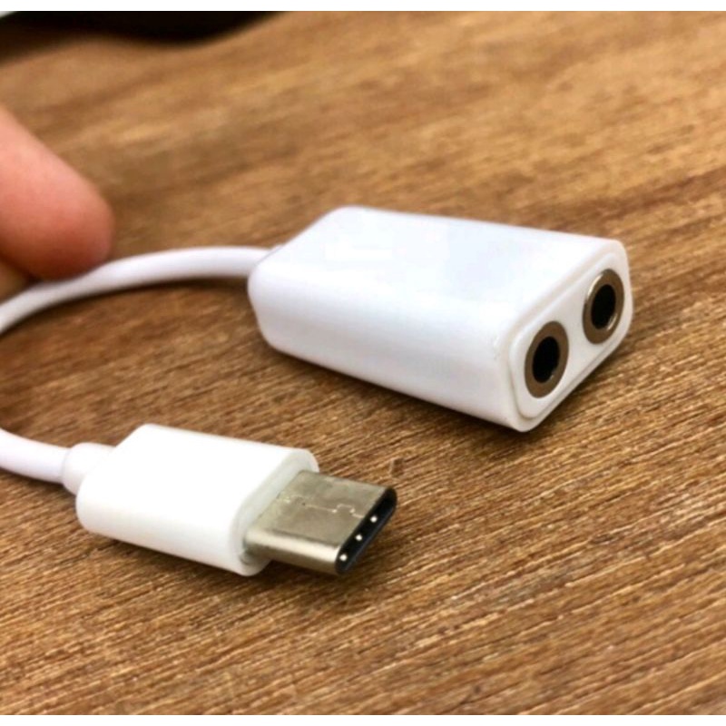 Jual AUDIO SPLITTER USBC TYPE C TO DOUBLE 3.5MM JACK CABLE ADAPTER