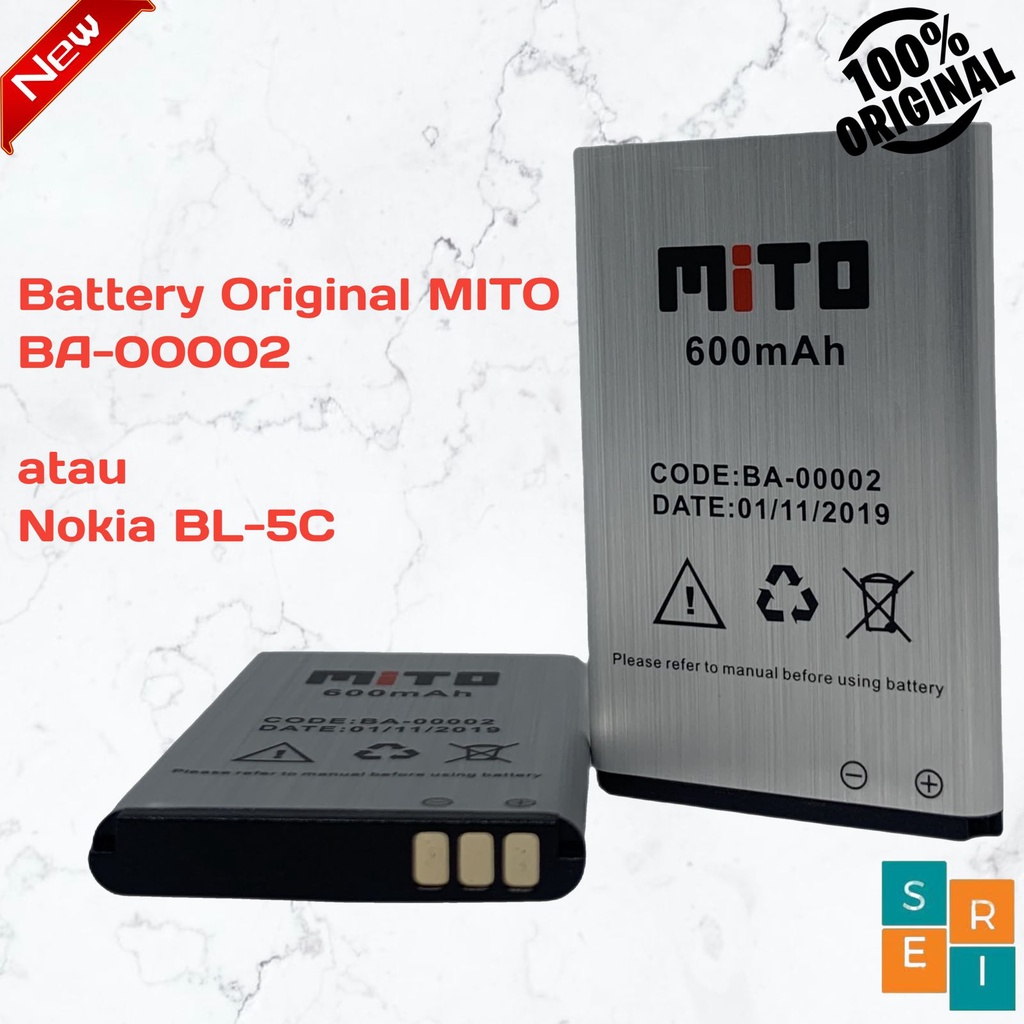 Baterai Batre Batrai Battery Mito Ori Original  New/Baru BA-00002 BL-5C Candybar/ Featurephone
