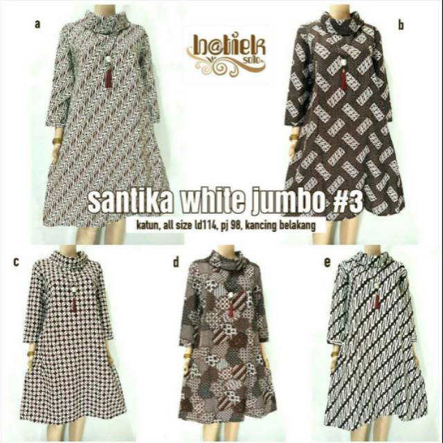  Tunik  Santika White Jumbo  Baju  batik wanita besar Shopee 