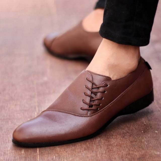 ENOZ X Morris - Sepatu Kulit Pria Pantofel Formal Original Coklat Keren Unik Trendy Murah Gaya Elegant Original