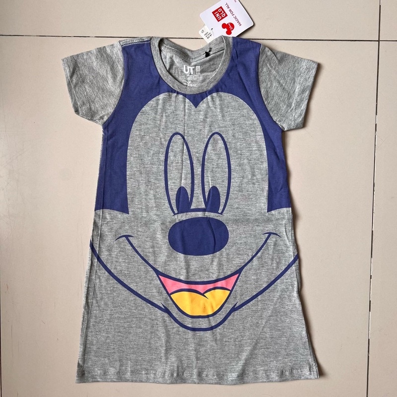 Dress Santai Anak Perempuan Disney Uniqlo Mickey Grey