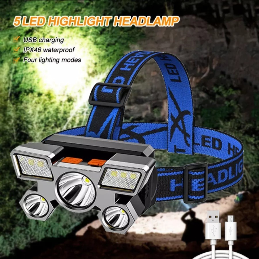 ULTRAFIVOR HEADLIGHT / LAMPU KEPALA 5 LED WATERPROOF