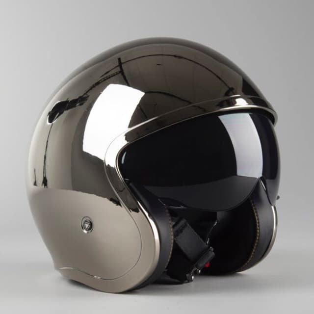 LS2 OF599 Gloss Chrome Helm Motor Retro Vintage Helm Half Face