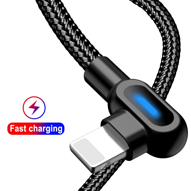 Kabel Charger USB Lightning L Shape 2.4A 1 Meter - UGI02 - Black