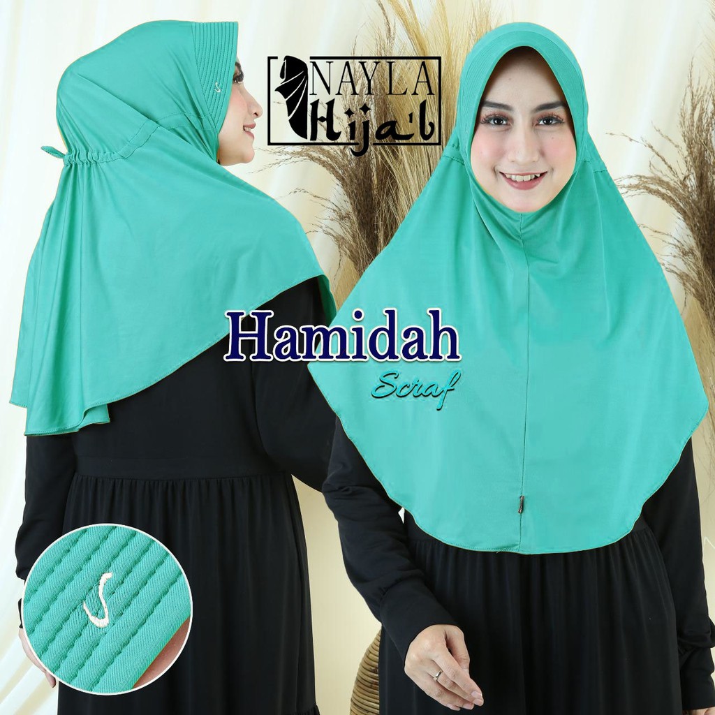 Jilbab Bergo Terbaru Kerudung Instan Serut Hamidah Polos Hijab Instan Serut Hamidah RUMAH HIJA'B-HIJAU MINT