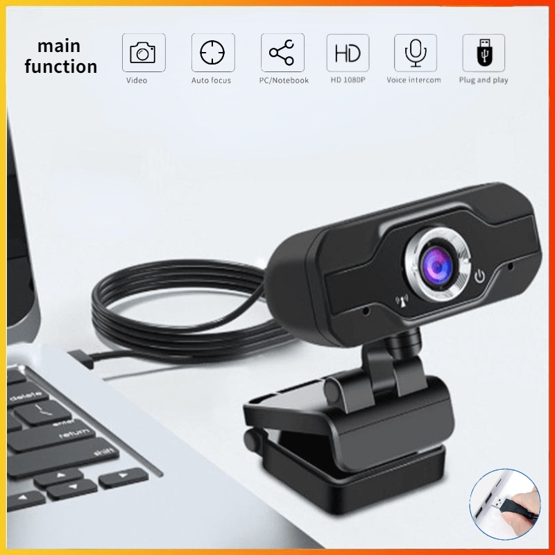 1080p WEBCAM DNMR 360 Mic Kamera Laptop Komputer PC Camera USB Berputar 360 derajat