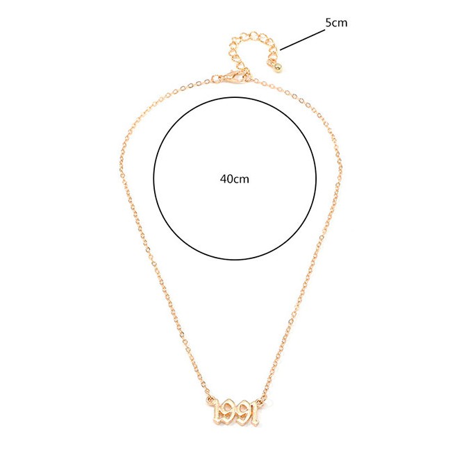 LRC Kalung Tahun Fashion Golden Digital Skeleton Necklace D63074