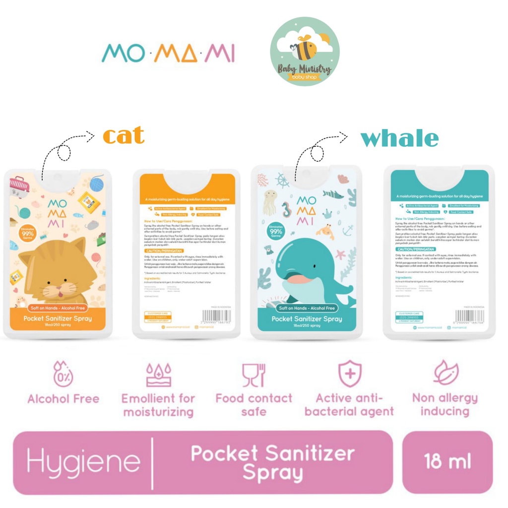 MOMAMI POCKET SANITIZER 18ML / SANITIZER ANAK/ PEMBERSIH UNTUK ANAK DAN BAYI