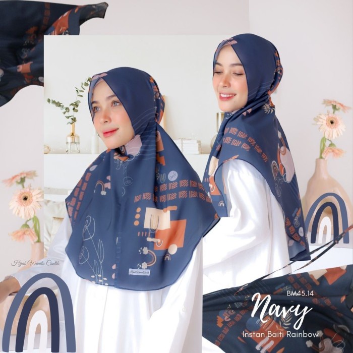 Hijabwanitacantik - Instan Baiti Rainbow Navy | Hijab Instan | Jilbab