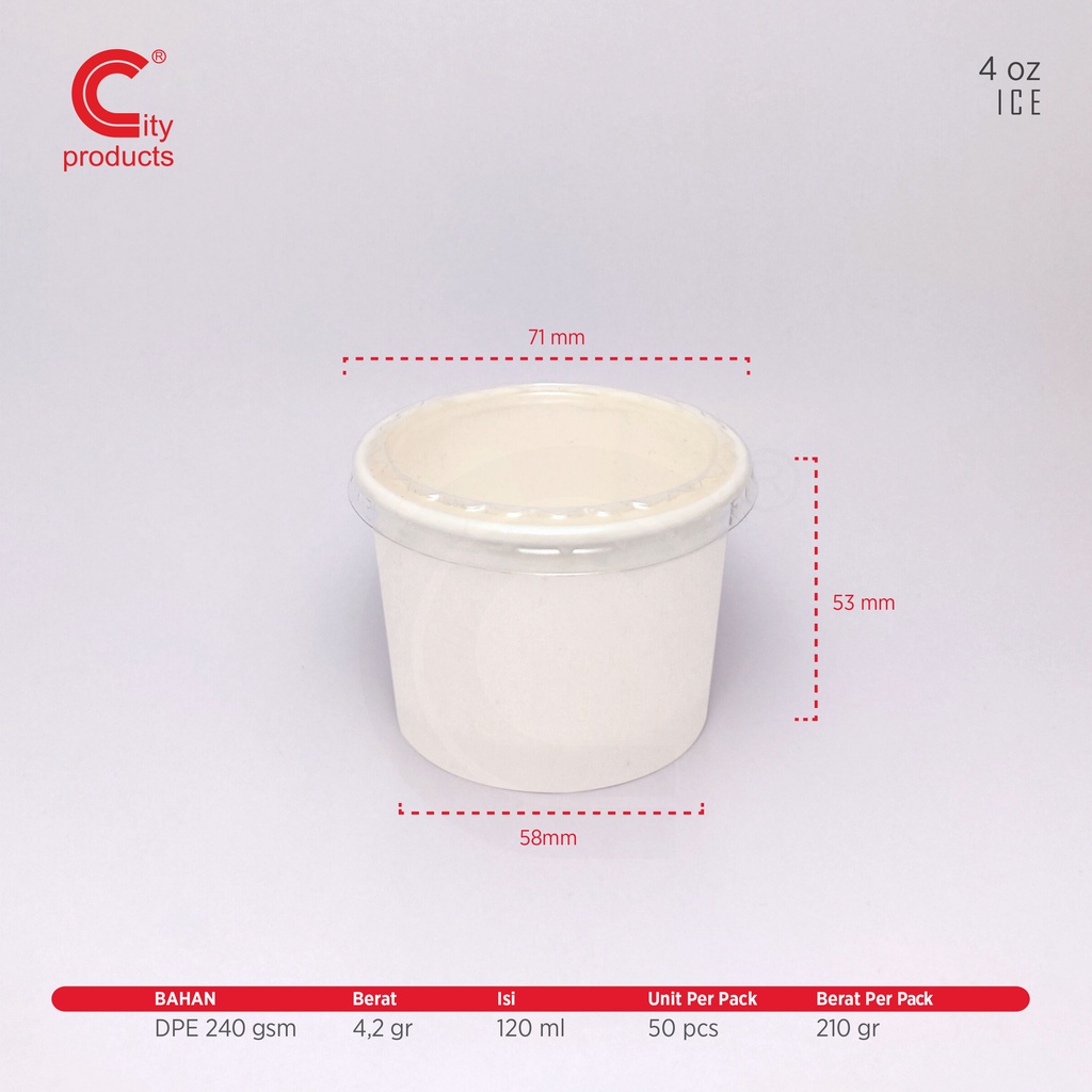 Paper Cup Ice Cream 4 oz / Gelas Kertas 4 oz Ice