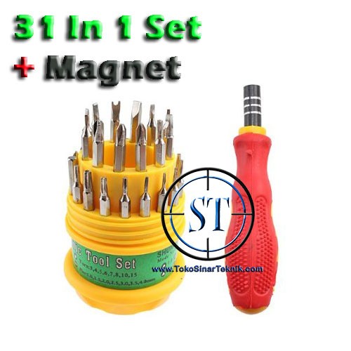 Obeng 6036 Magnetic Multi set 31 in 1 For HP Laptop Komputer Jam And Handphone Reperasi Service Set