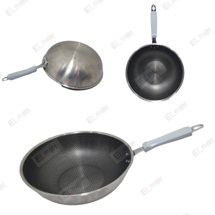 Panci Wajan Teracotta  WokPan Frying Pan Stainless Steel Tebal Premium  32cm