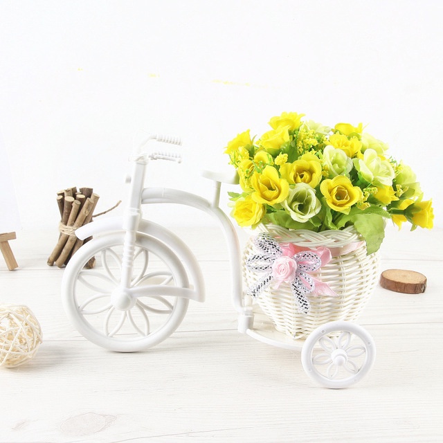 BUNGA ARTIFISIAL IMPOR POT SEPEDA PAJANGAN BUNGA HIAS BUNGA MEJA BUNGA PLASTIK BS6601-Kuning